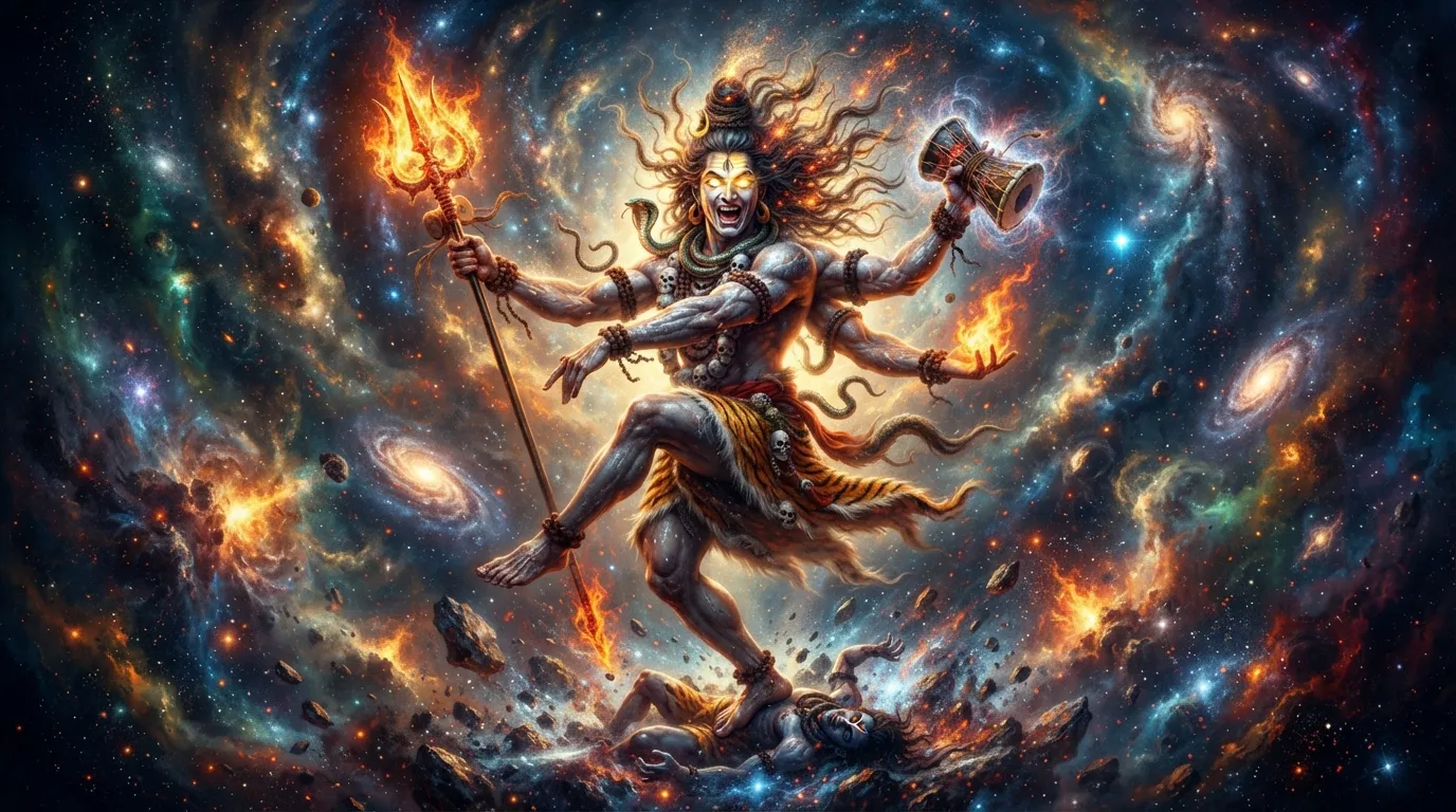 Angry Bholenath photo hd wallpaper showing Lord Shiva performing the cosmic Tandava dance.