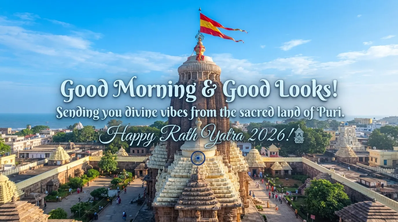 The iconic flag of Puri Jagannath Temple waving high during Rath Yatra festival 2026.