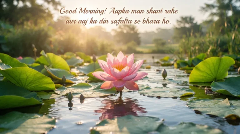 Beautiful pink lotus blooming in pond good morning image