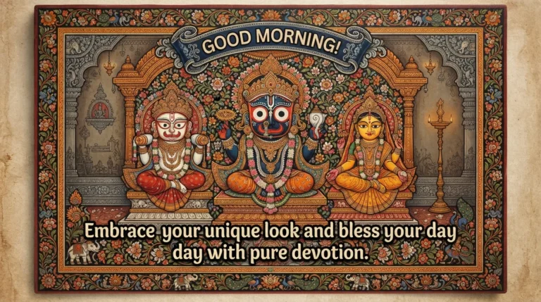 Indian traditional Pattachitra painting style image of Lord Jagannath for morning greetings.