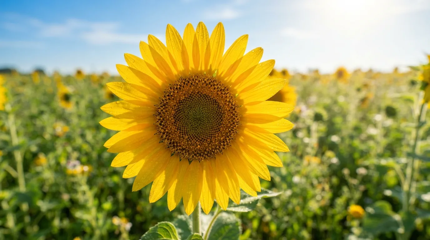 A bright yellow sunflower facing the sun for today good morning images collection.