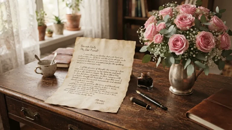 Vintage letter with pink roses for friend good morning images collection
