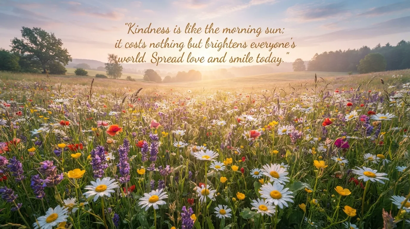 Thought good morning images of a colorful field of flowers at dawn.