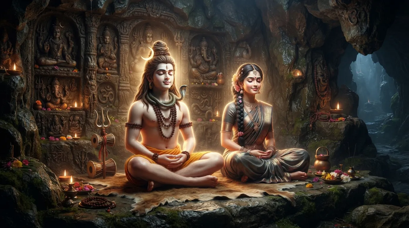 Child deities in a serene meditative posture.