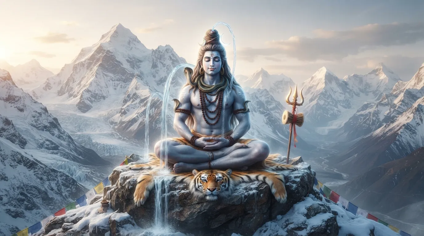 Bholenath Lord Shiva in a deep state of meditation on Mount Kailash.