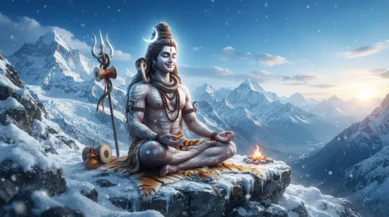 Bholenath ki meditative photo: Mahadev Himalaya par dhyan mudra mein.