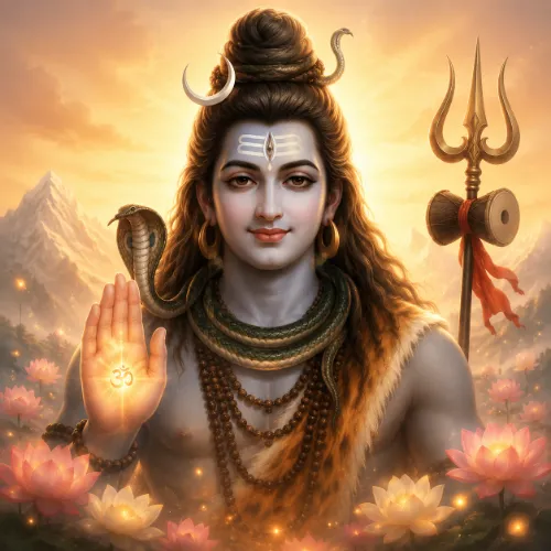 Lord Shiva giving blessings Abhaya Mudra spiritual picture