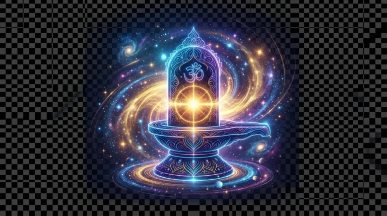 Modern cosmic neon Shivling illustration in high-definition PNG format.