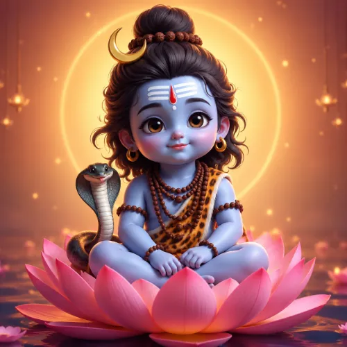 Cute animated vector illustration of Bholenath Mahadev DP for WhatsApp