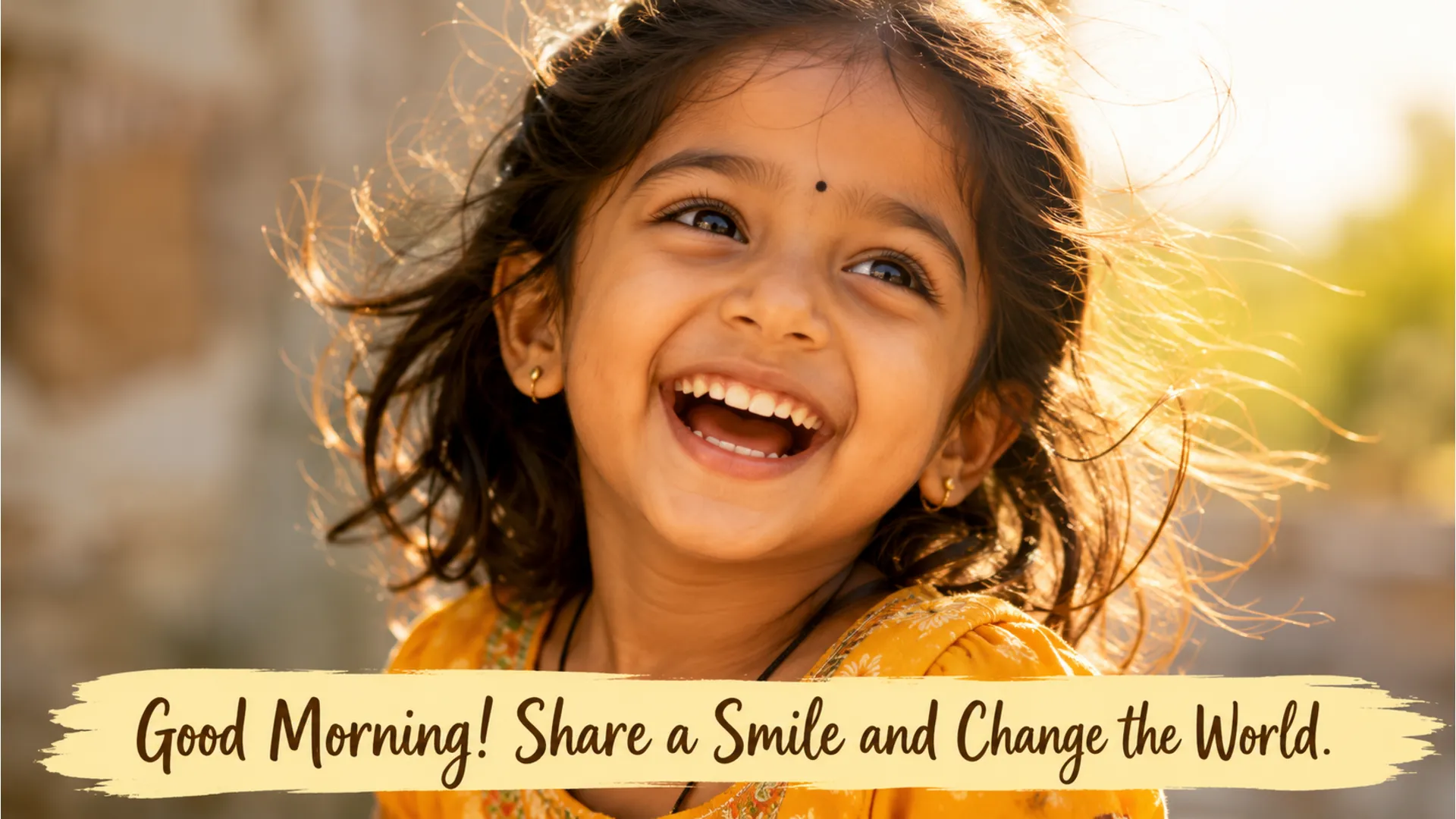 A joyful and innocent smile of a child enjoying the bright morning sun.