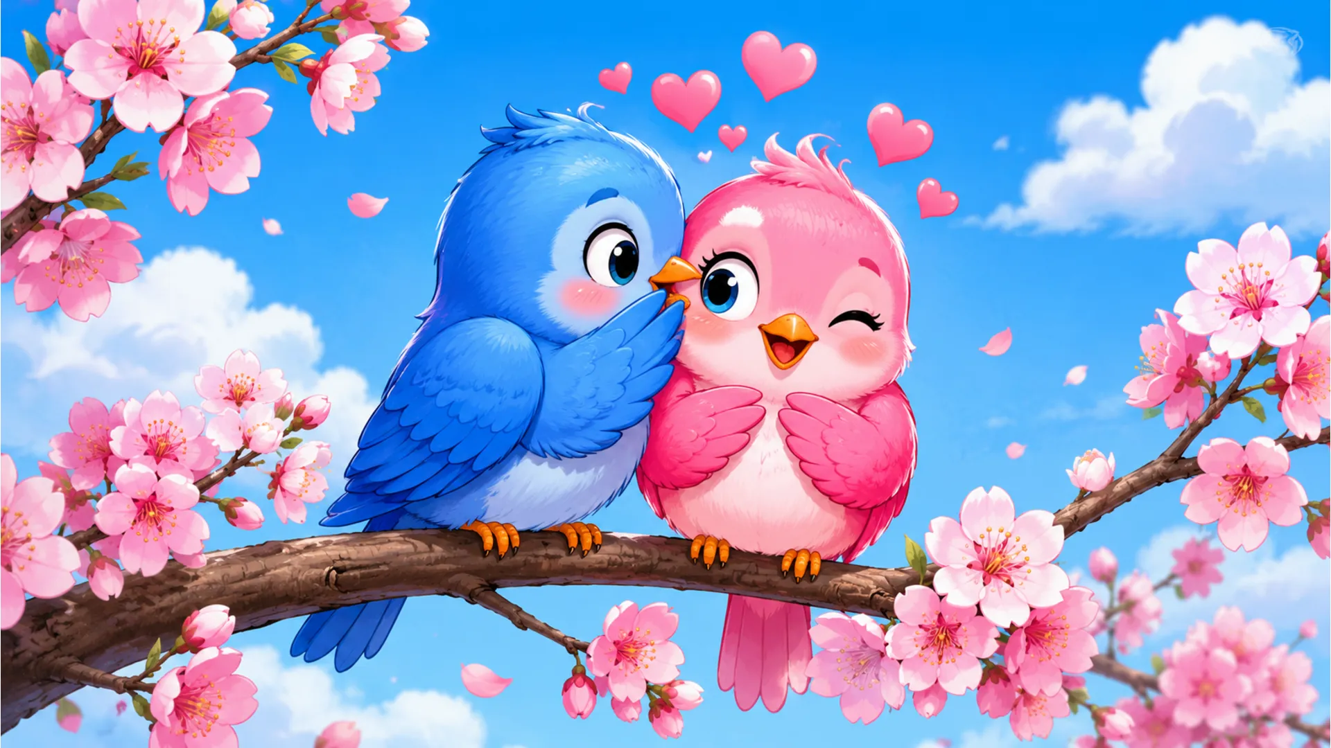 Cute animated love birds illustration with a sweet good morning love quote.