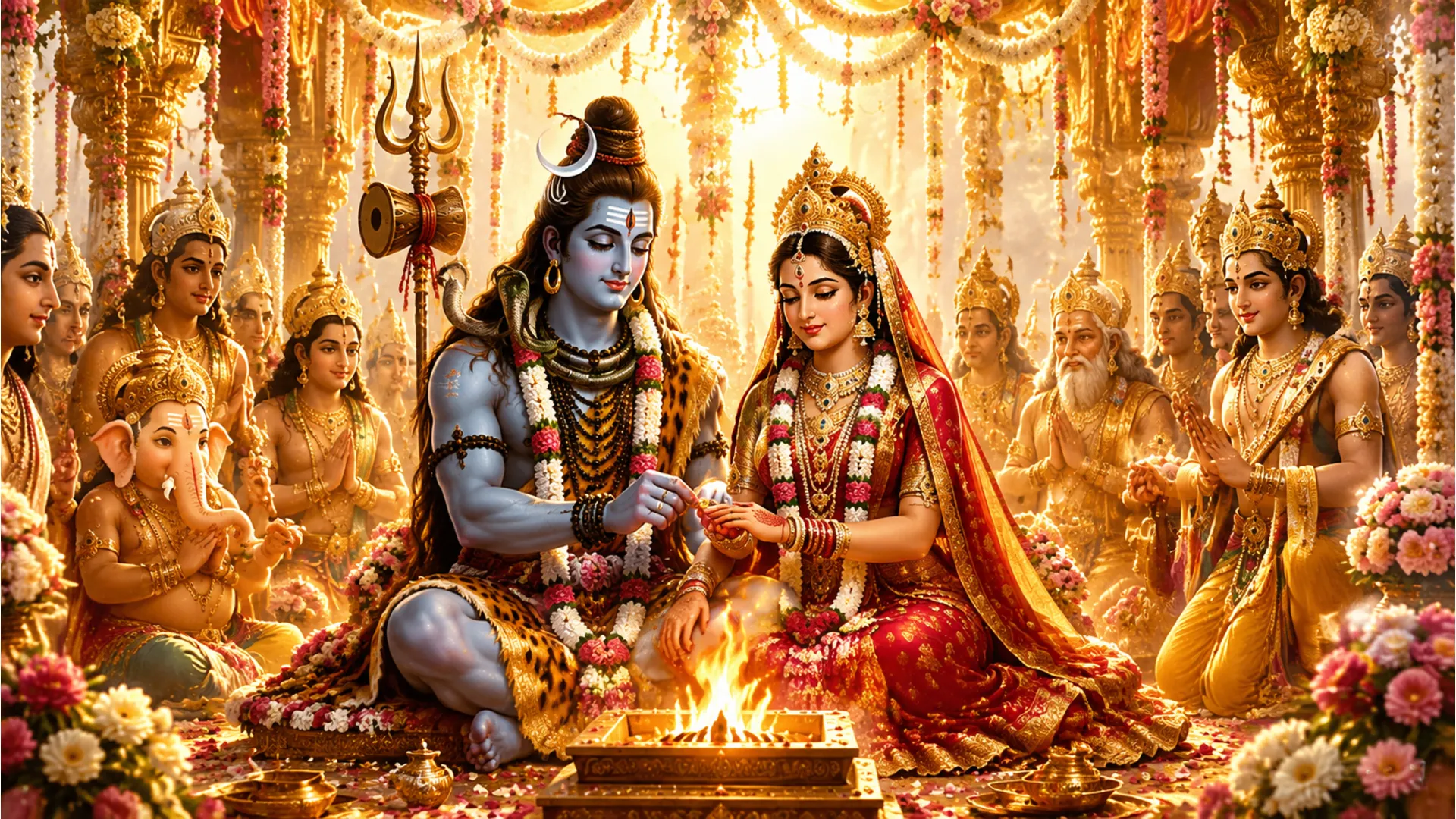 Shiv Parvati Divya Mandap chhavi, depicting their divine wedding.