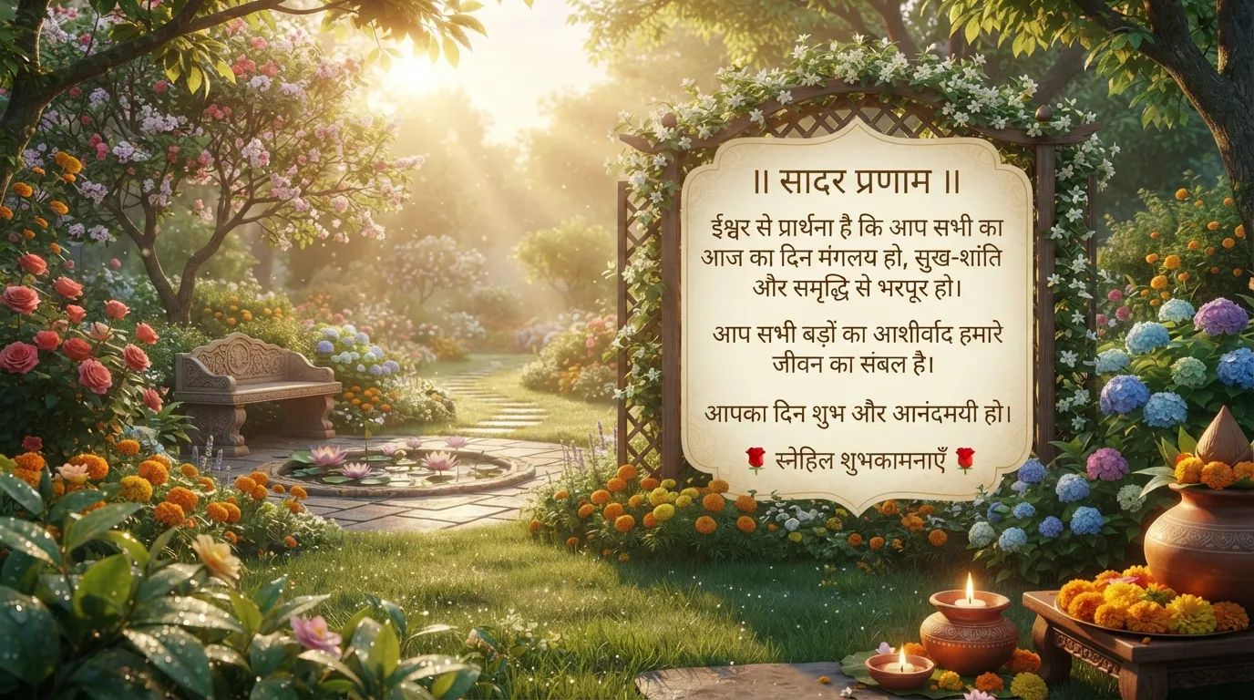 Good morning family images in Hindi with warm background