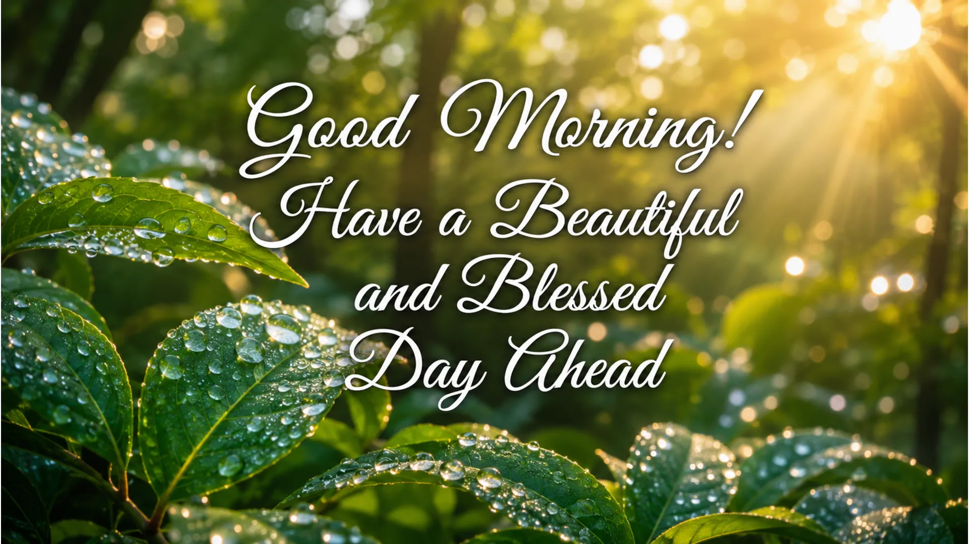 Fresh green morning leaves with dew drops good morning image new 2022.