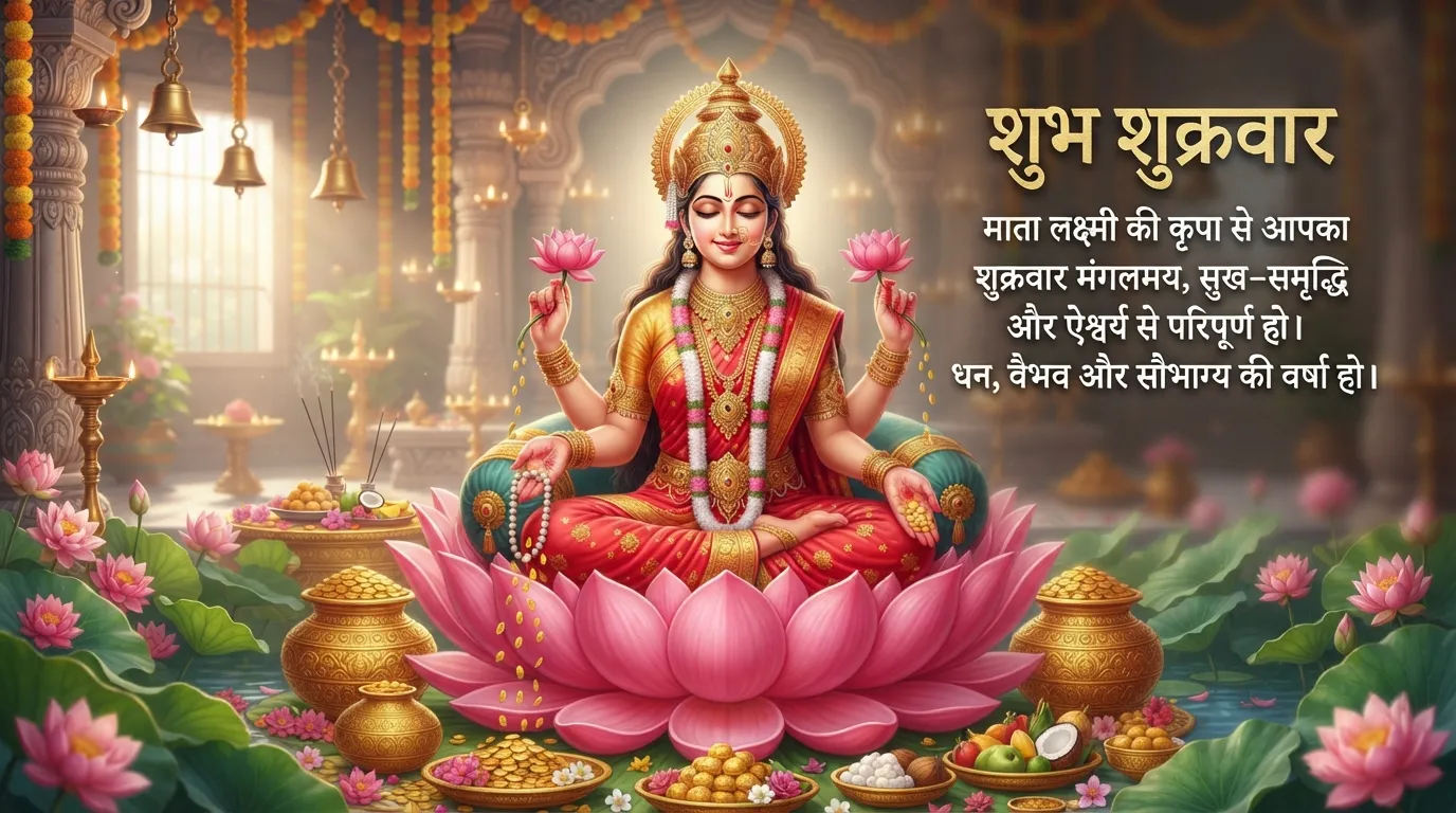 Goddess Lakshmi Friday morning Hindi wish for wealth and prosperity