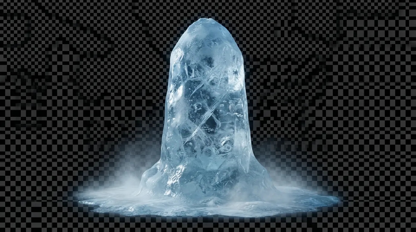 Natural ice Shivling image HD PNG inspired by holy Amarnath cave.