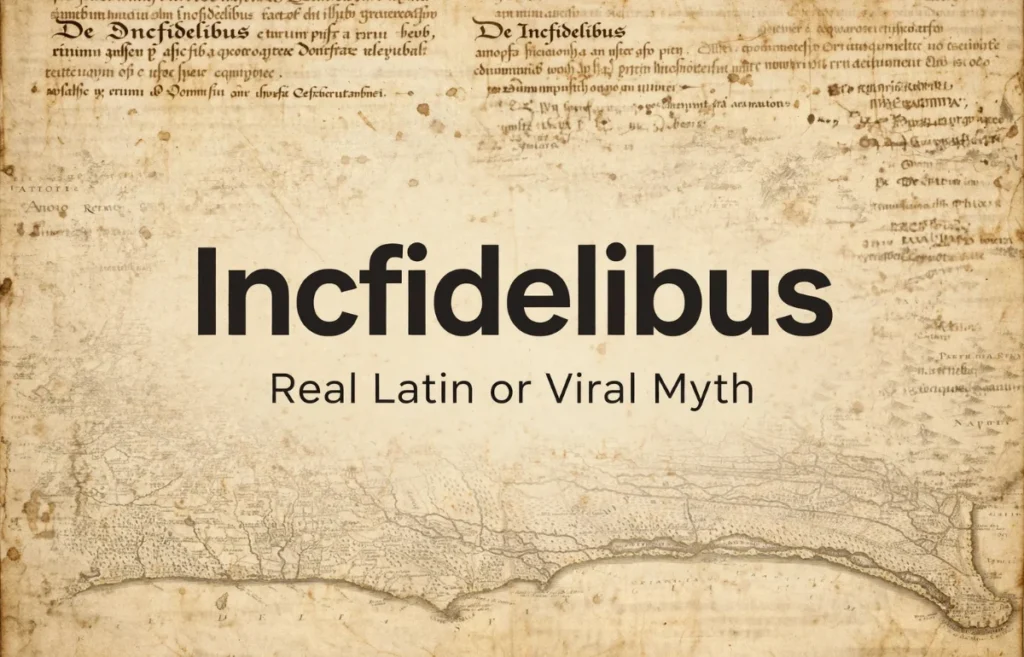 Incfidelibus on ancient Latin manuscript background