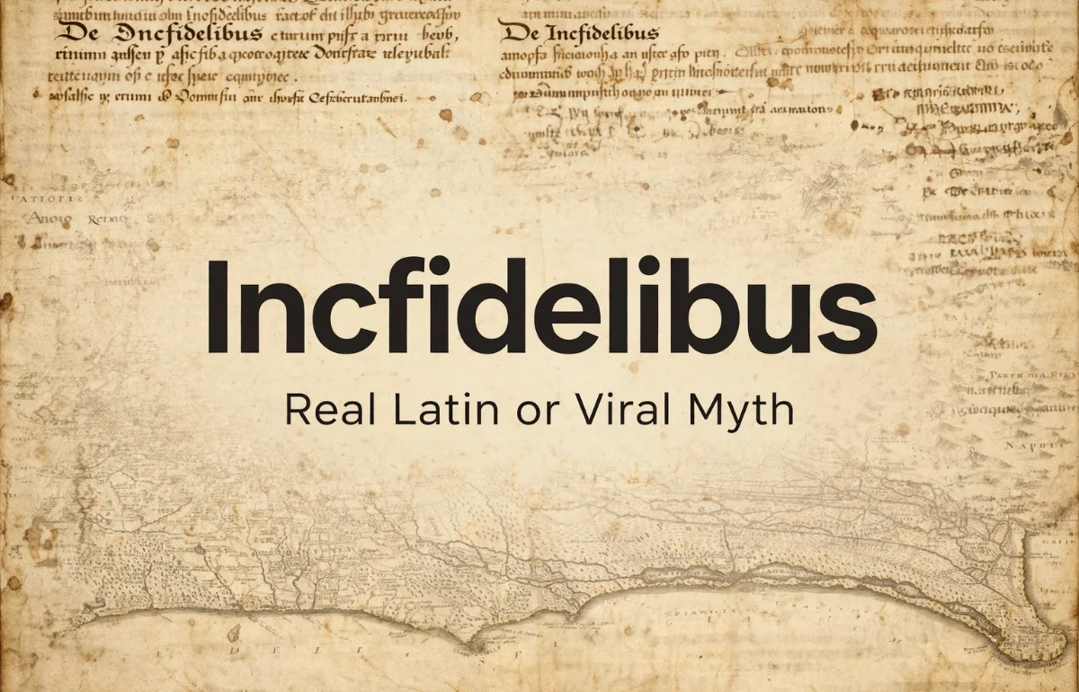 Incfidelibus on ancient Latin manuscript background