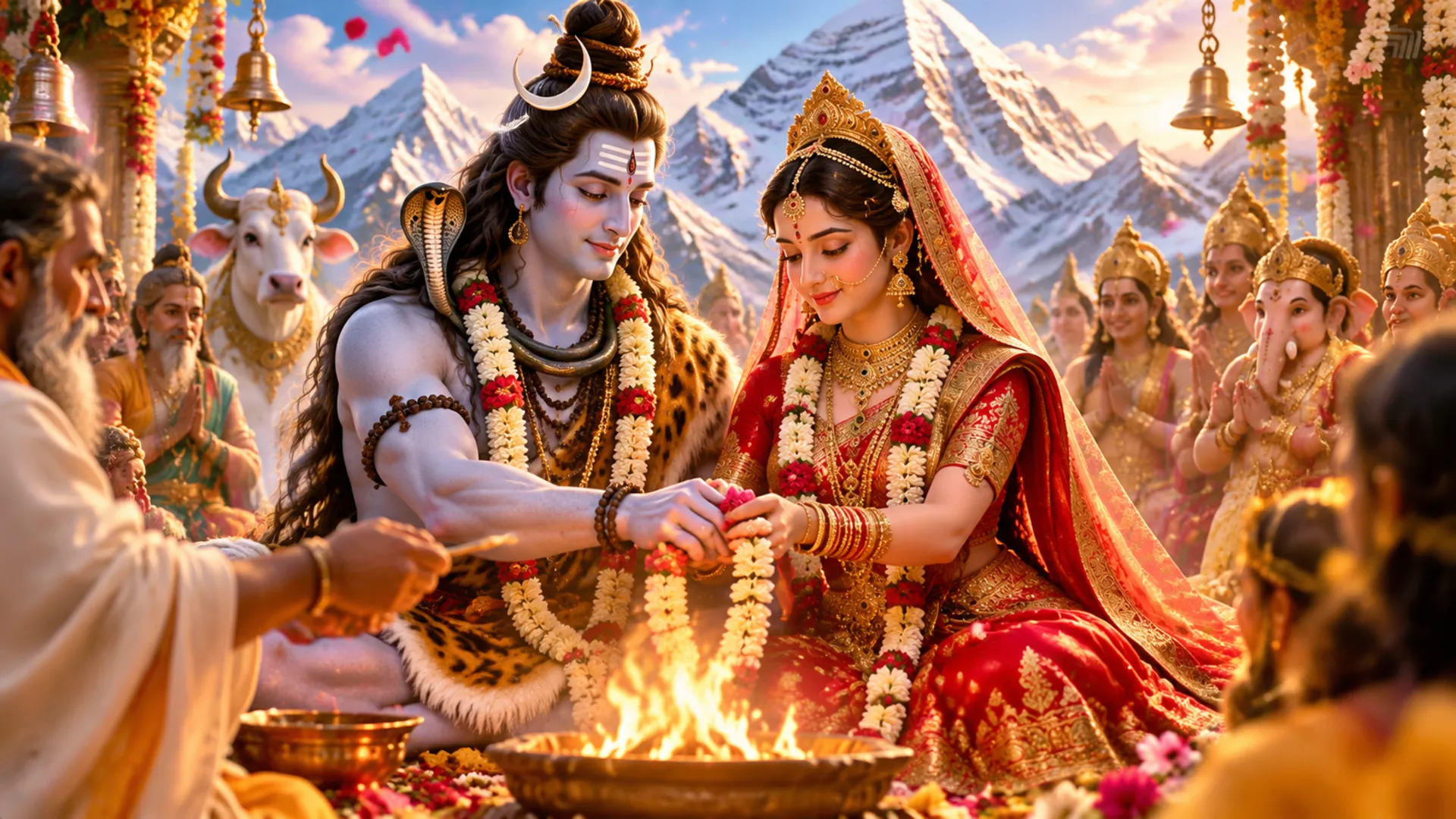 Shiv Parvati on Kailash Parvat chhavi, symbolizing their spiritual union.