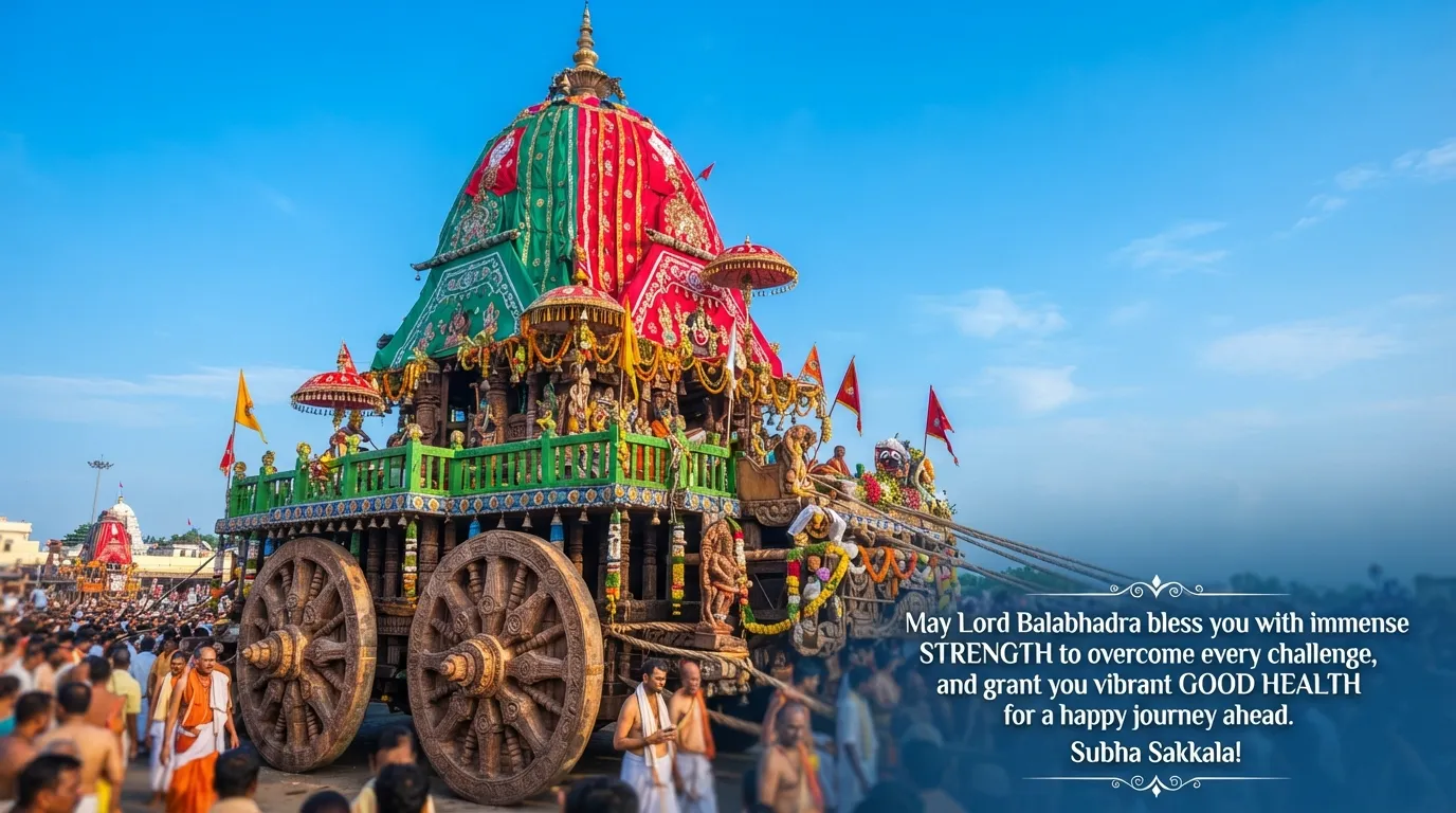 Taladhwaja chariot of Lord Balabhadra decorated for Rath Yatra festival.