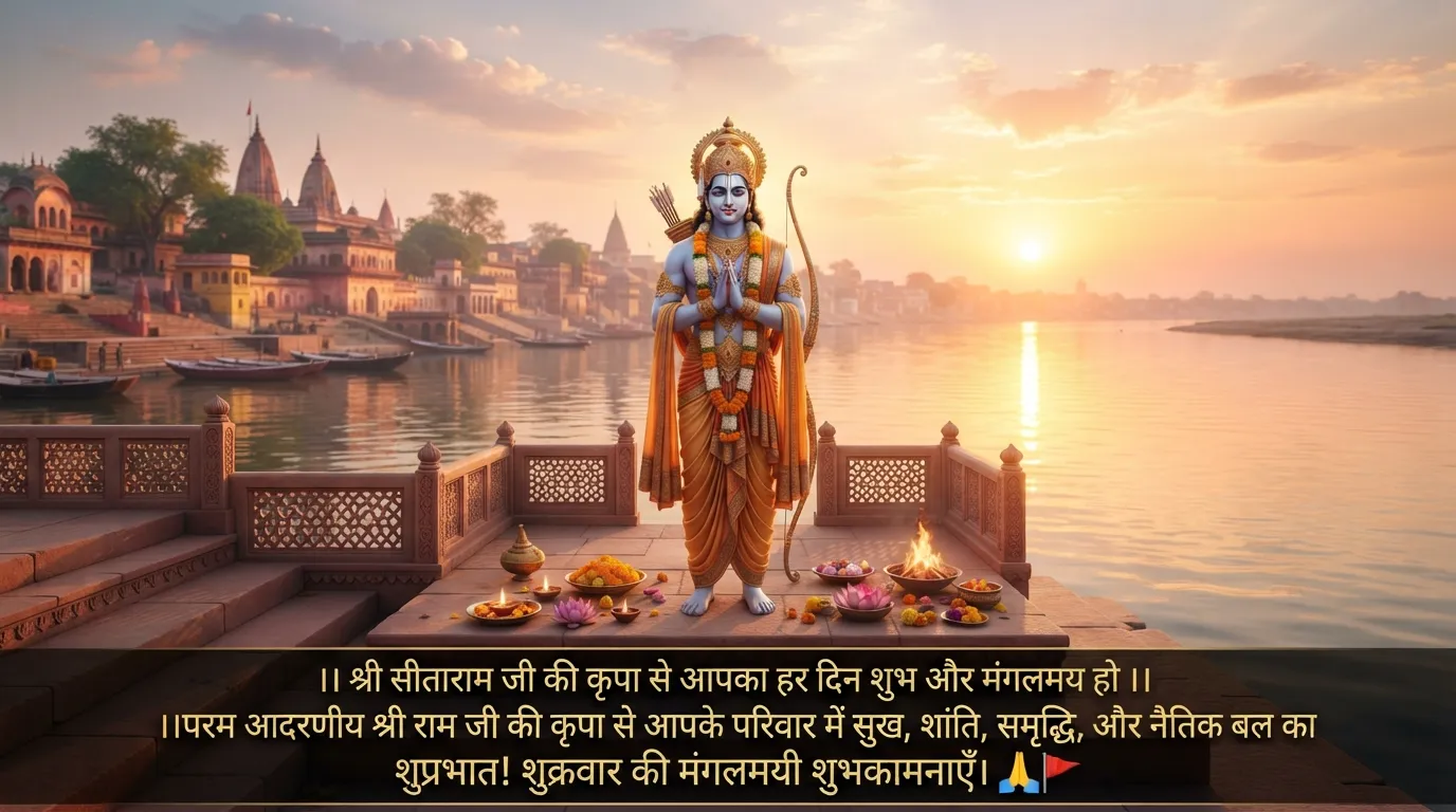 Lord Rama Friday morning Hindi quote image for peace and happiness