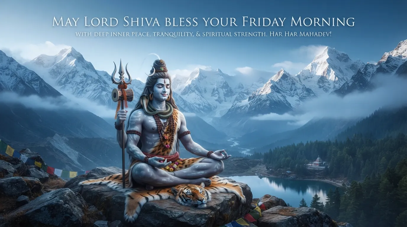 Lord Shiva peaceful Friday morning blessing image in English
