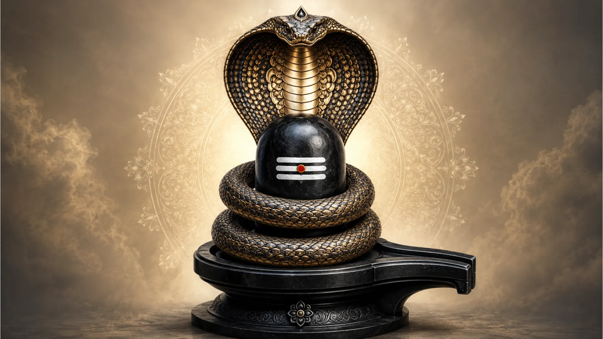 Creative shivling images for drawing featuring the holy Sheshnag snake wrapper.