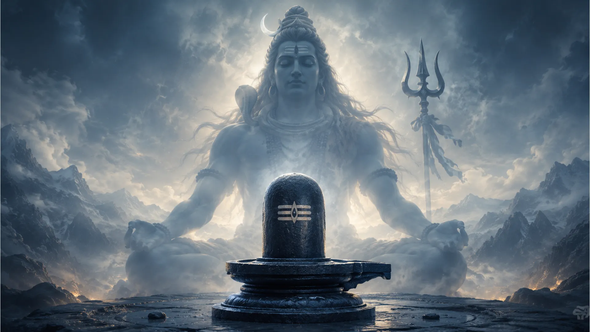 Lord Shiva shadow background silhouette combined with shivling images for drawing.