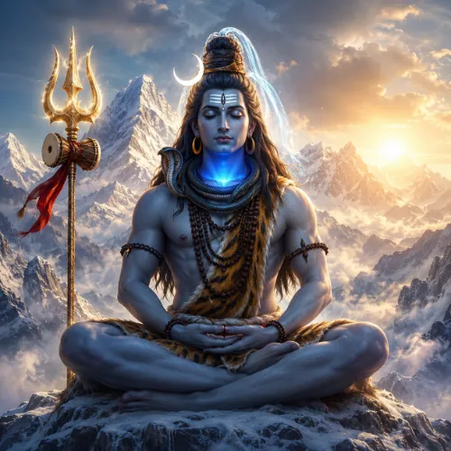 Lord Shiva meditating on Himalayas snow covered mountain Mahadev DP for WhatsApp