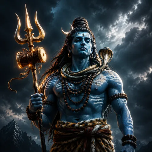 Powerful Lord Shiva holding Trishul Damru WhatsApp DP