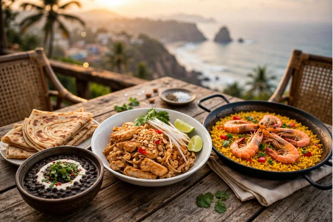 Dubki menu main courses with Dal Bukhara, Pad Thai and Paella Seafood