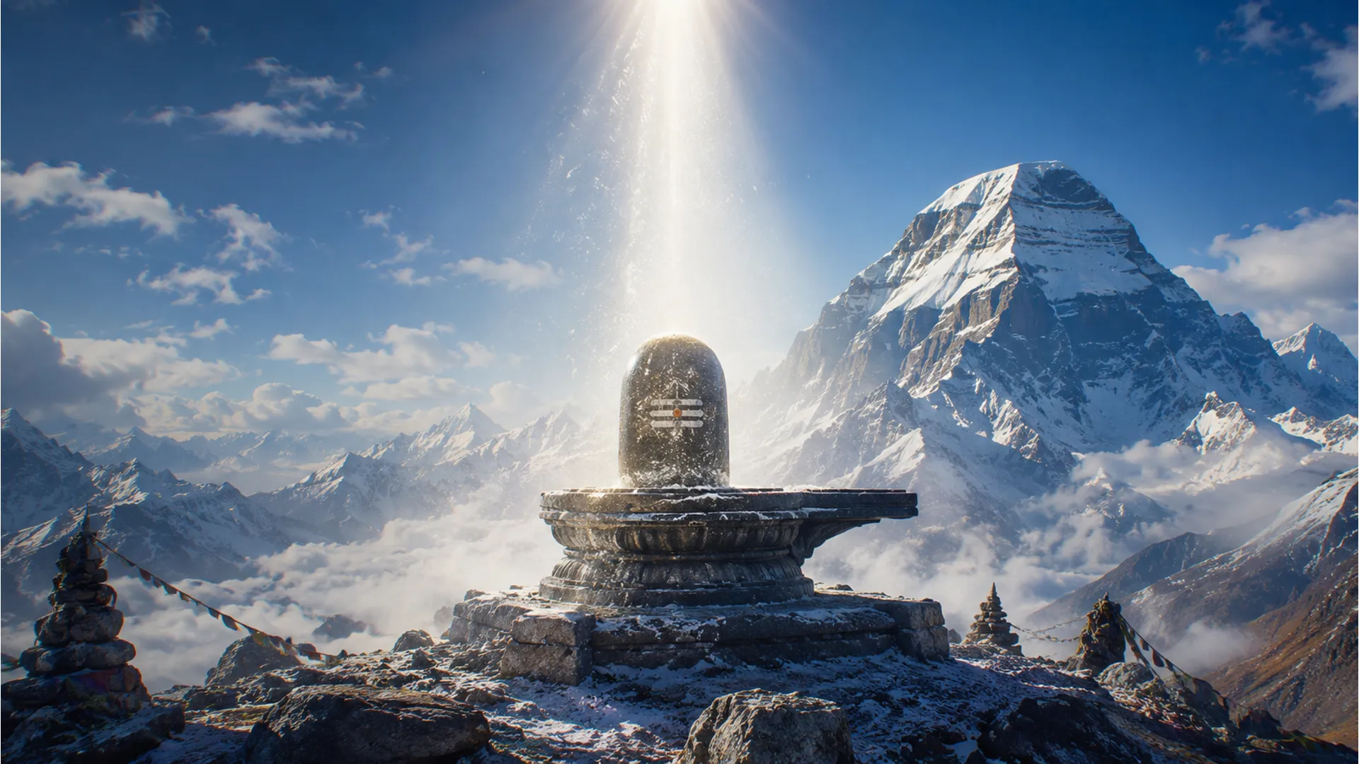 Sacred Shivling wallpaper in the snowy peaks of Mount Kailash.