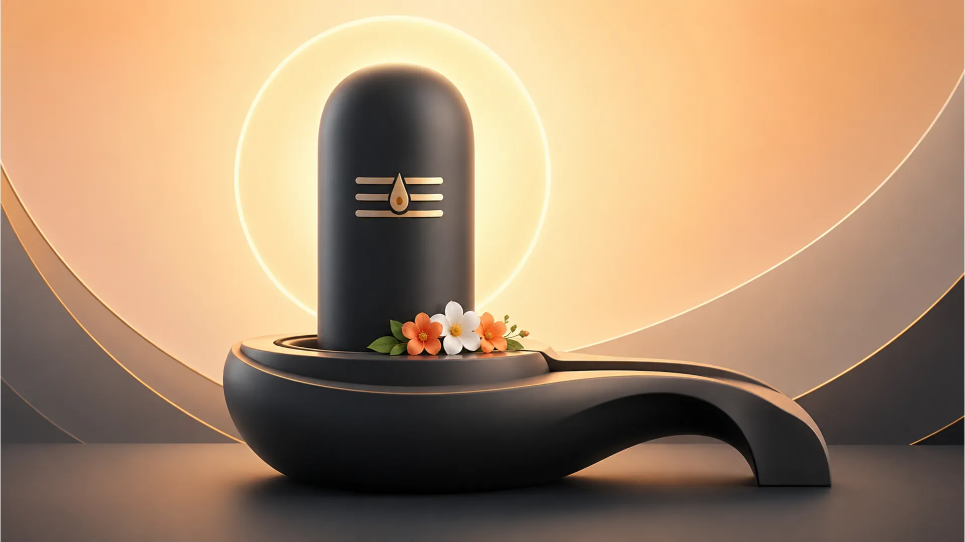 A clean minimalist abstract bholenath ke photo using soft lighting and geometric forms to hint at a Shivling shape.