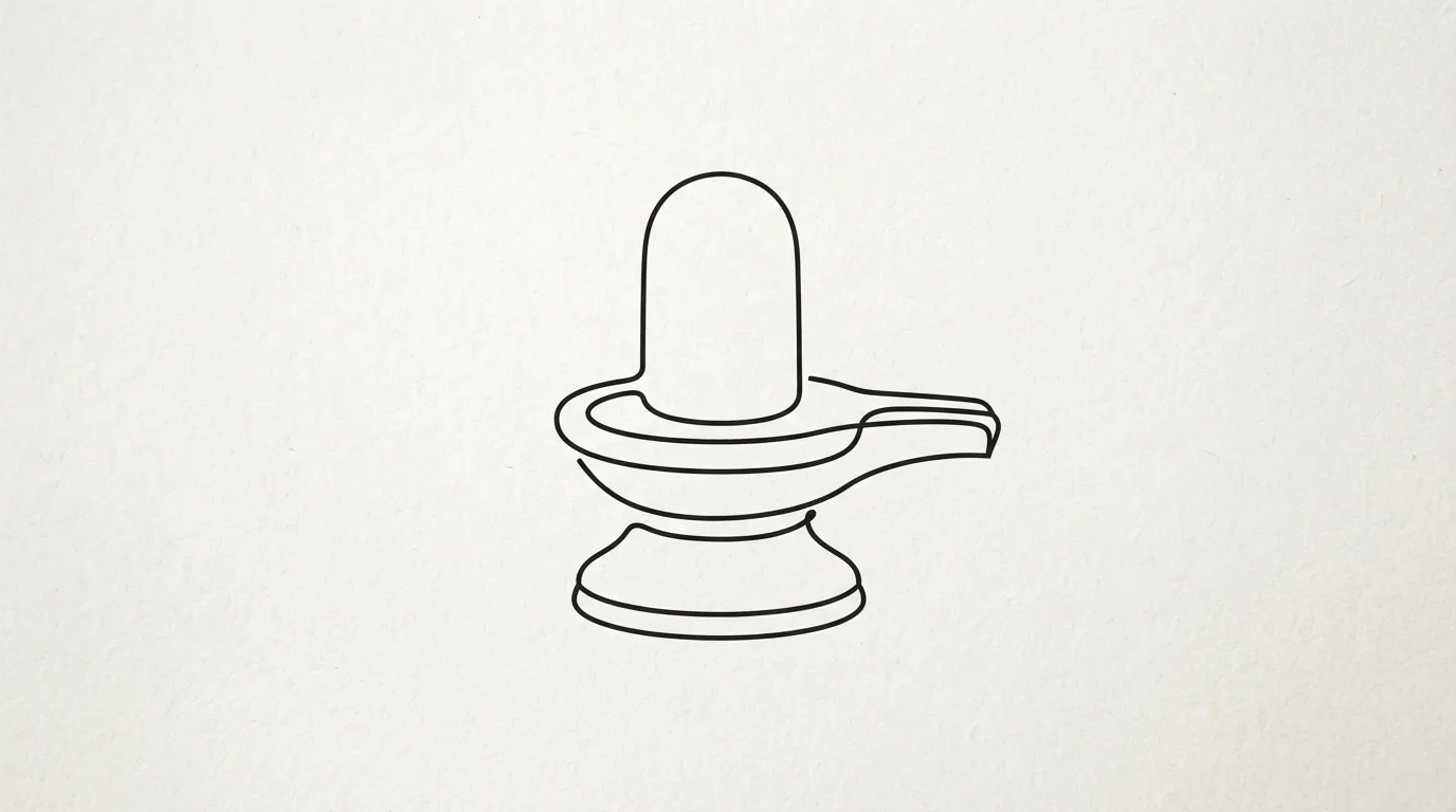 A simple and clean minimalist line art sketch representation of a holy Shivling.