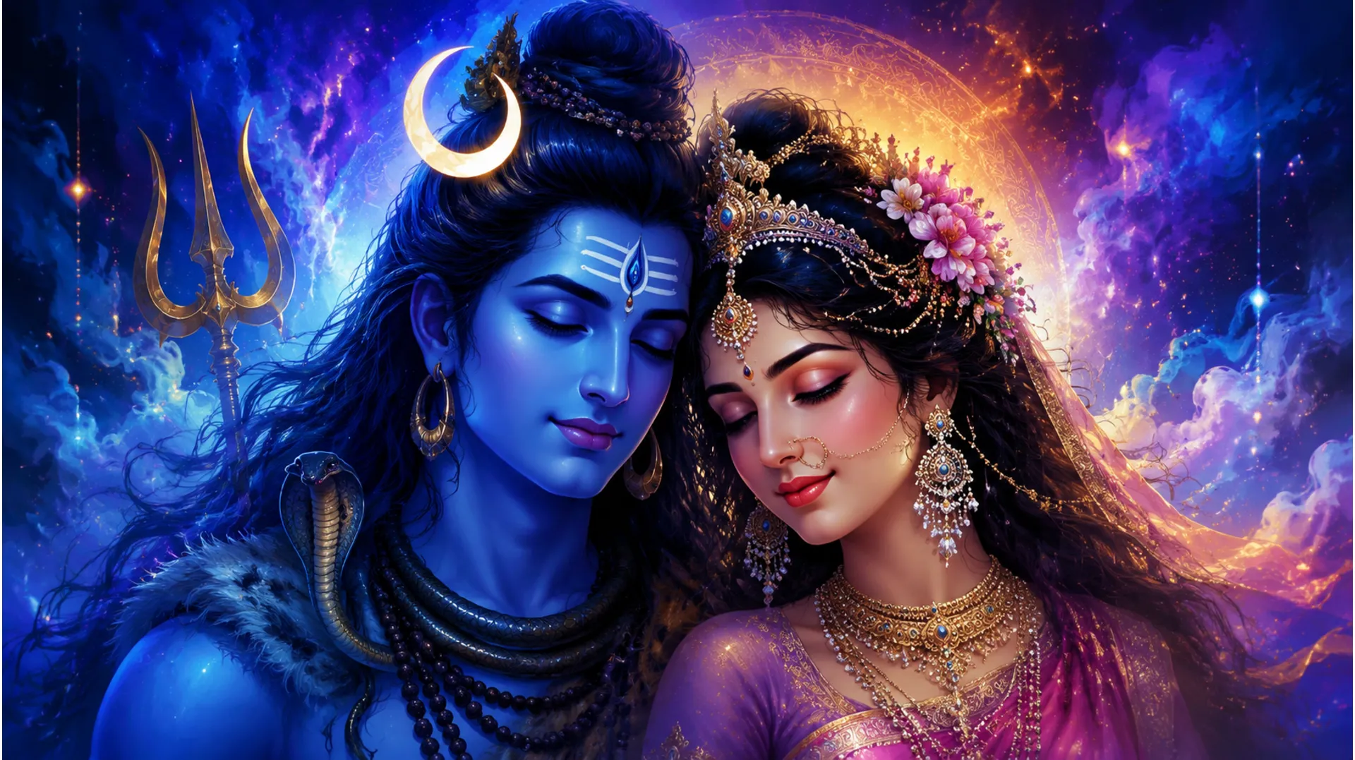 Modern digital art illustration of Shiv Parvati for DP