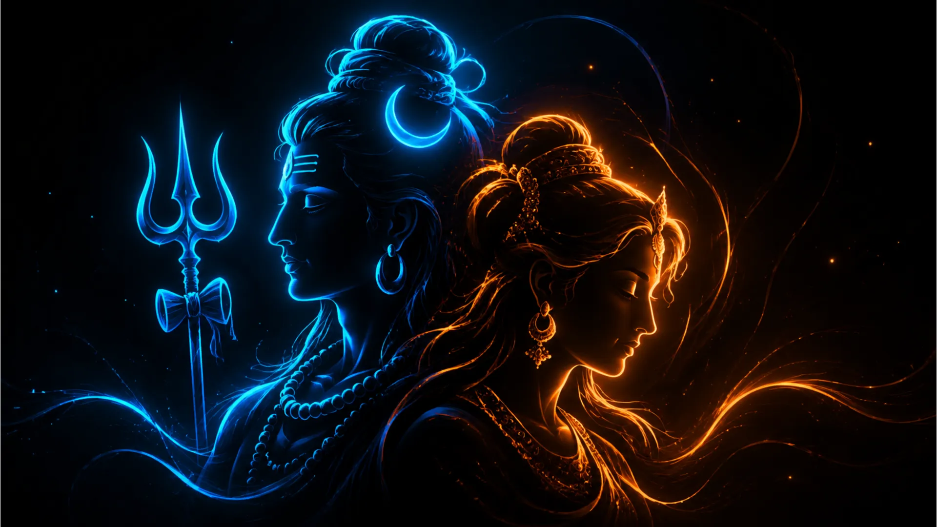 Minimalist neon styled Shiv Parvati Shivratri images for smartphones.