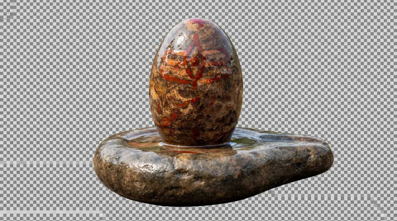 Natural Narmadeshwar Shivling found on holy river banks in HD PNG.