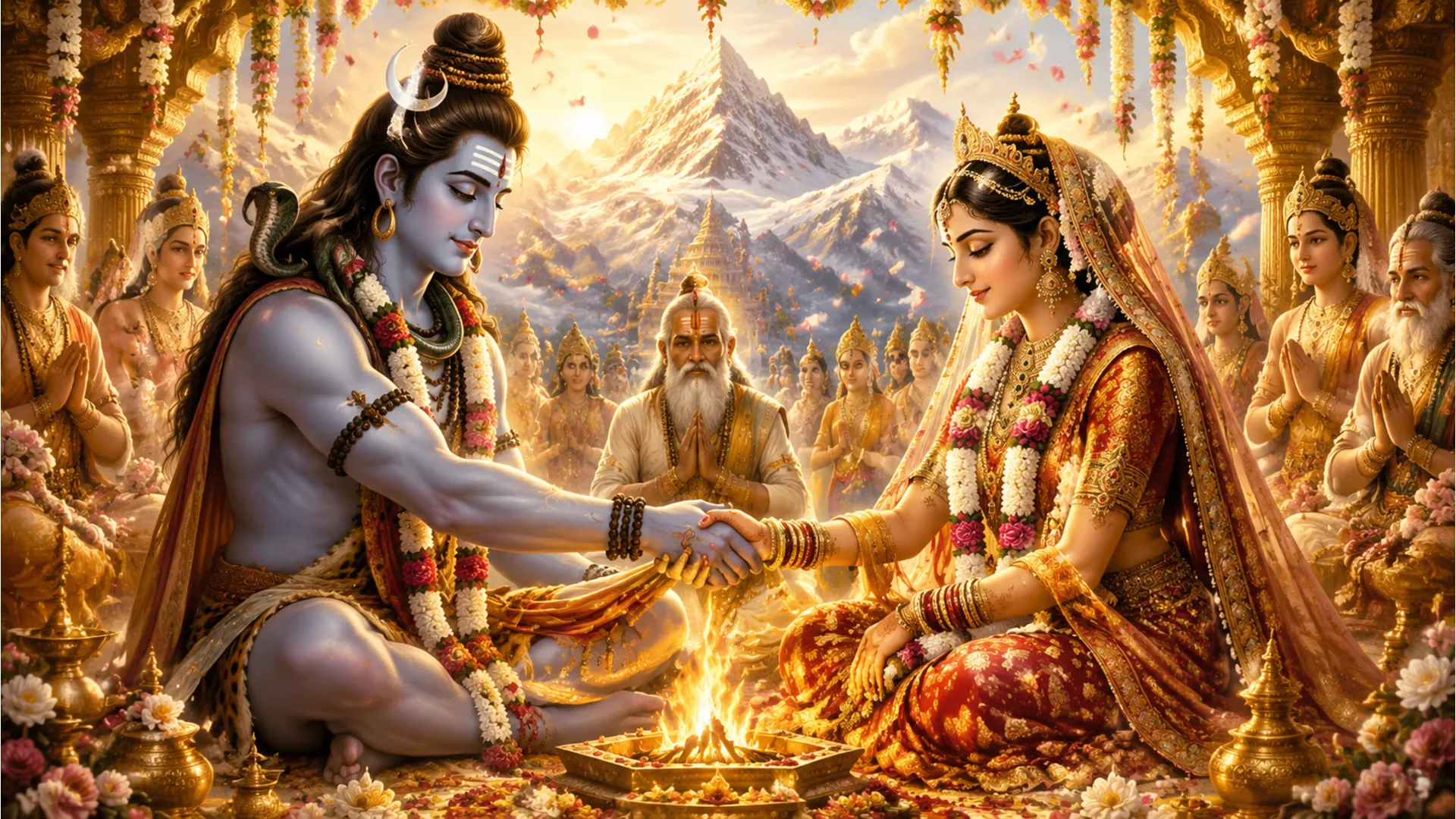 Shiv Parvati Pani Grahan chhavi, symbolizing their union.