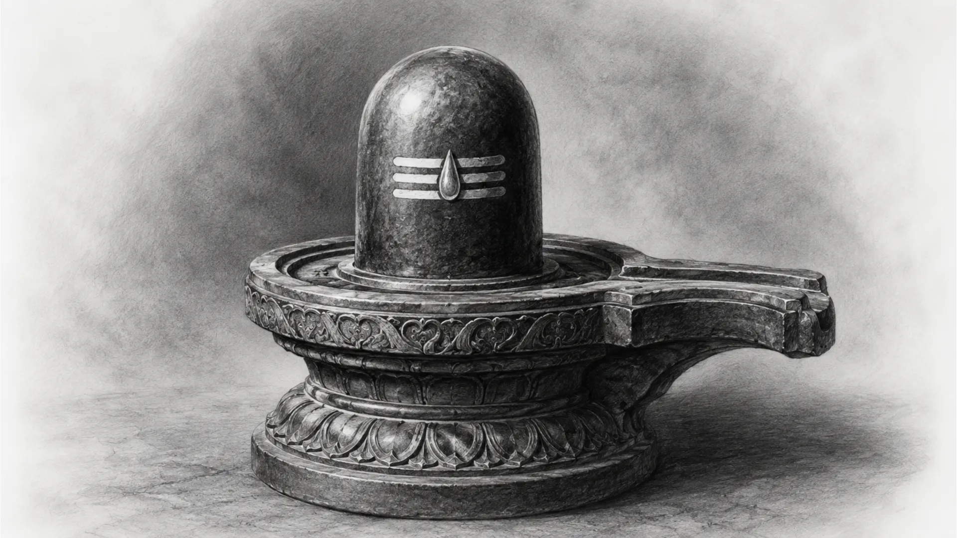 Detailed pencil shading shivling images for drawing with realistic stone textures.