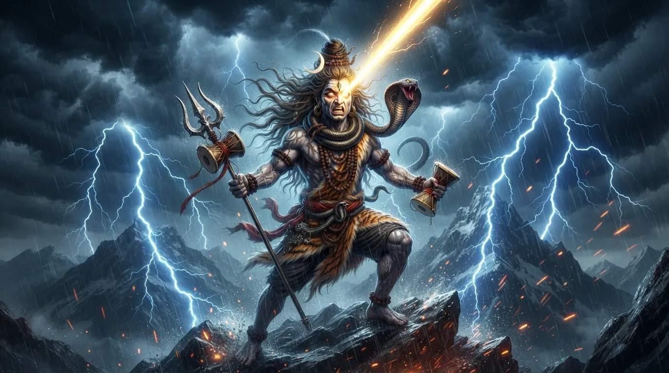 Fierce Rudra Avatar of Lord Shiva in high quality 3D art