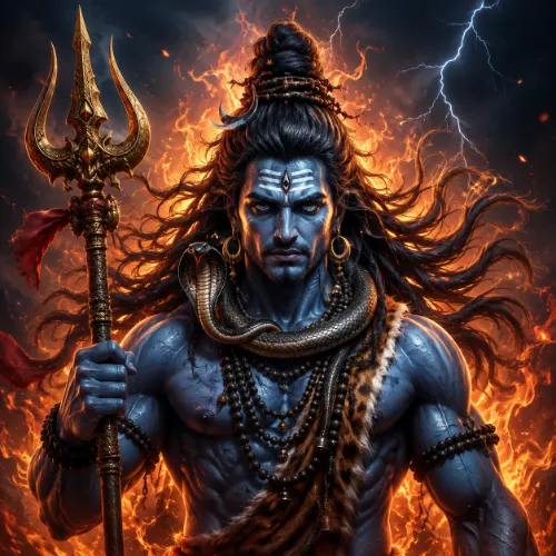 Fierce Rudra avatar of Mahadev glowing fire wallpaper