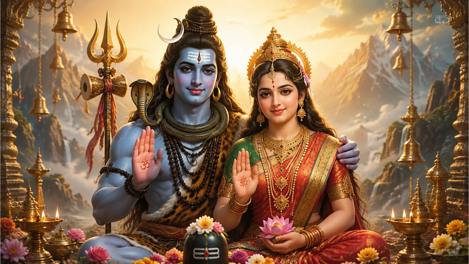 Divine blessings pose in Shiv Parvati Shivratri images HD quality.
