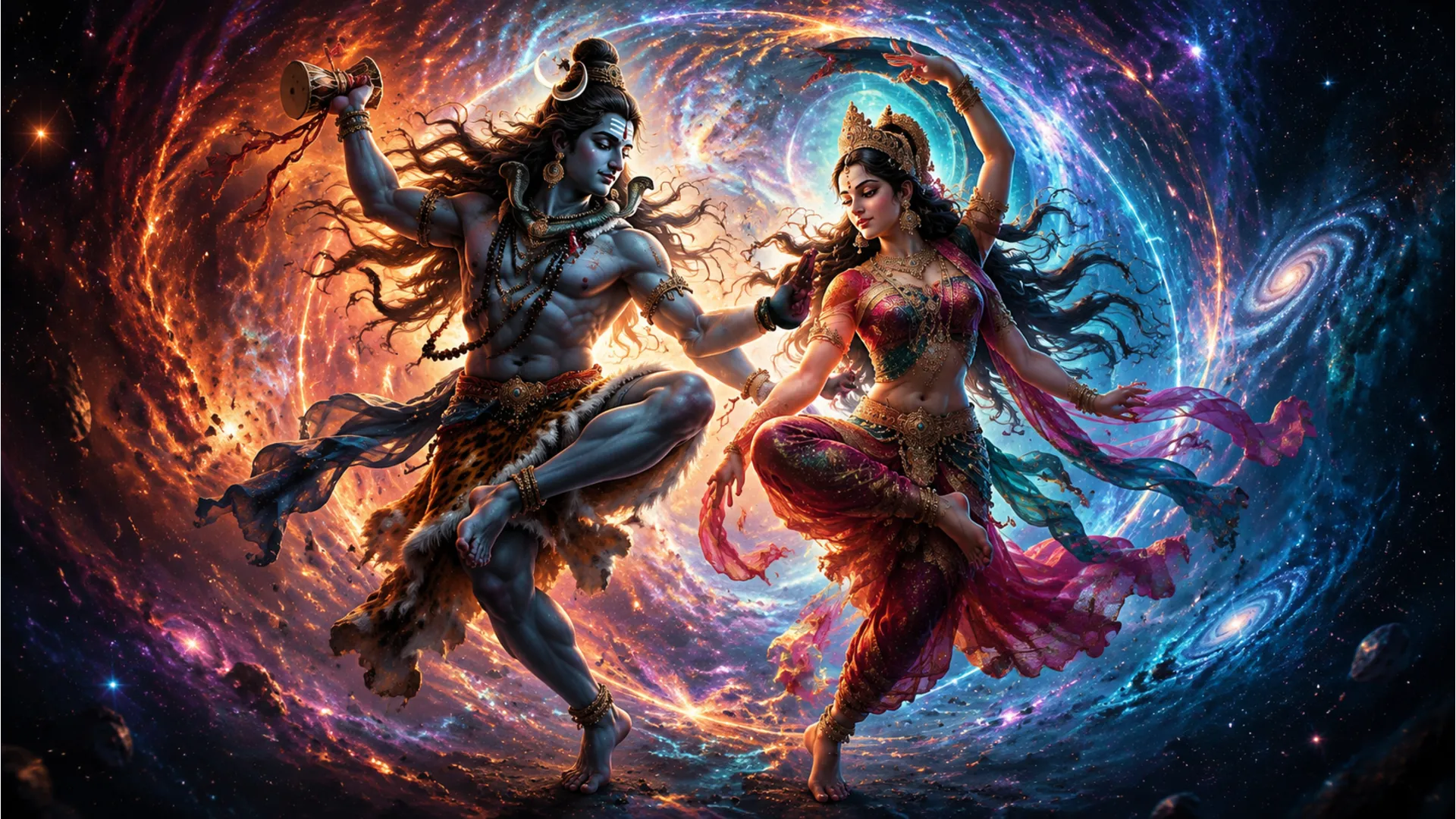 HD image of Shiva Parvati cosmic dance for Instagram Story.