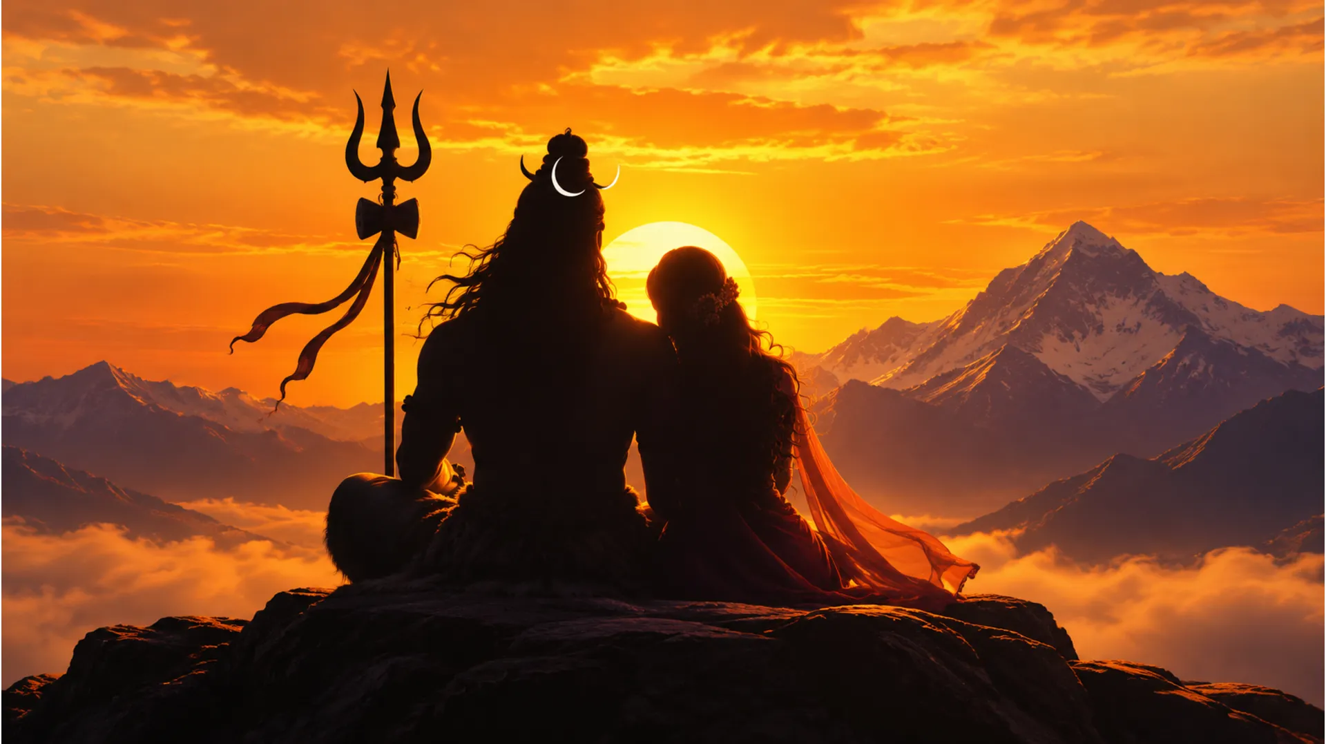 Abstract artistic silhouette image of Shiv Parvati for DP