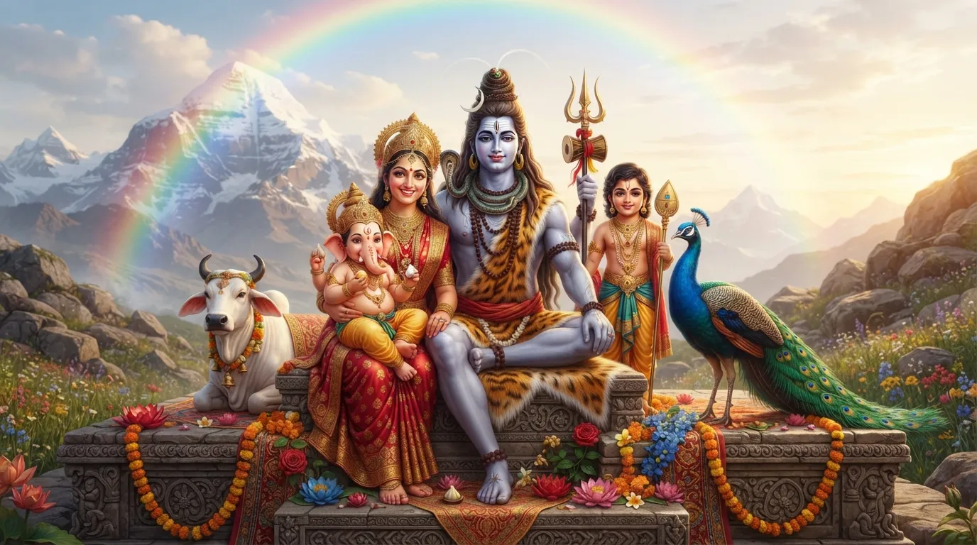 Complete Shiva Parivar Bholenath ji ke photo with Parvati, Ganesha, and Kartikeya