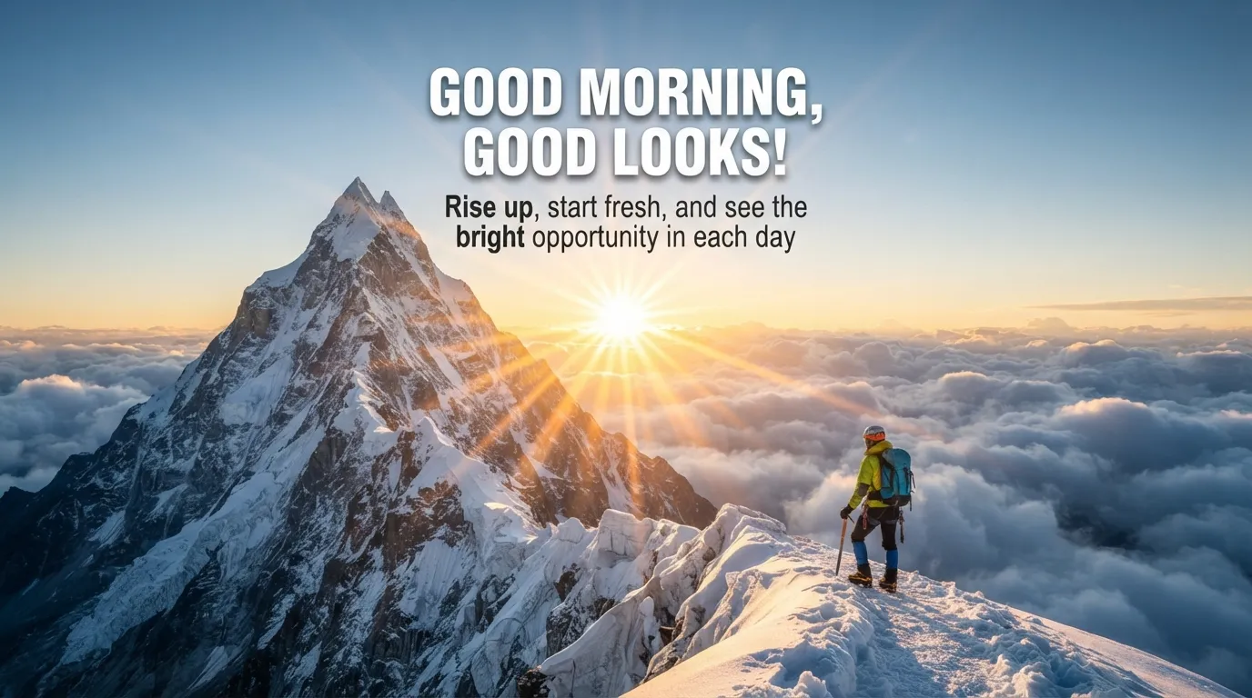 Beautiful morning view of a mountain peak with a bright sunburst greeting. Beautiful morning view of a mountain peak with a bright sunburst greeting.