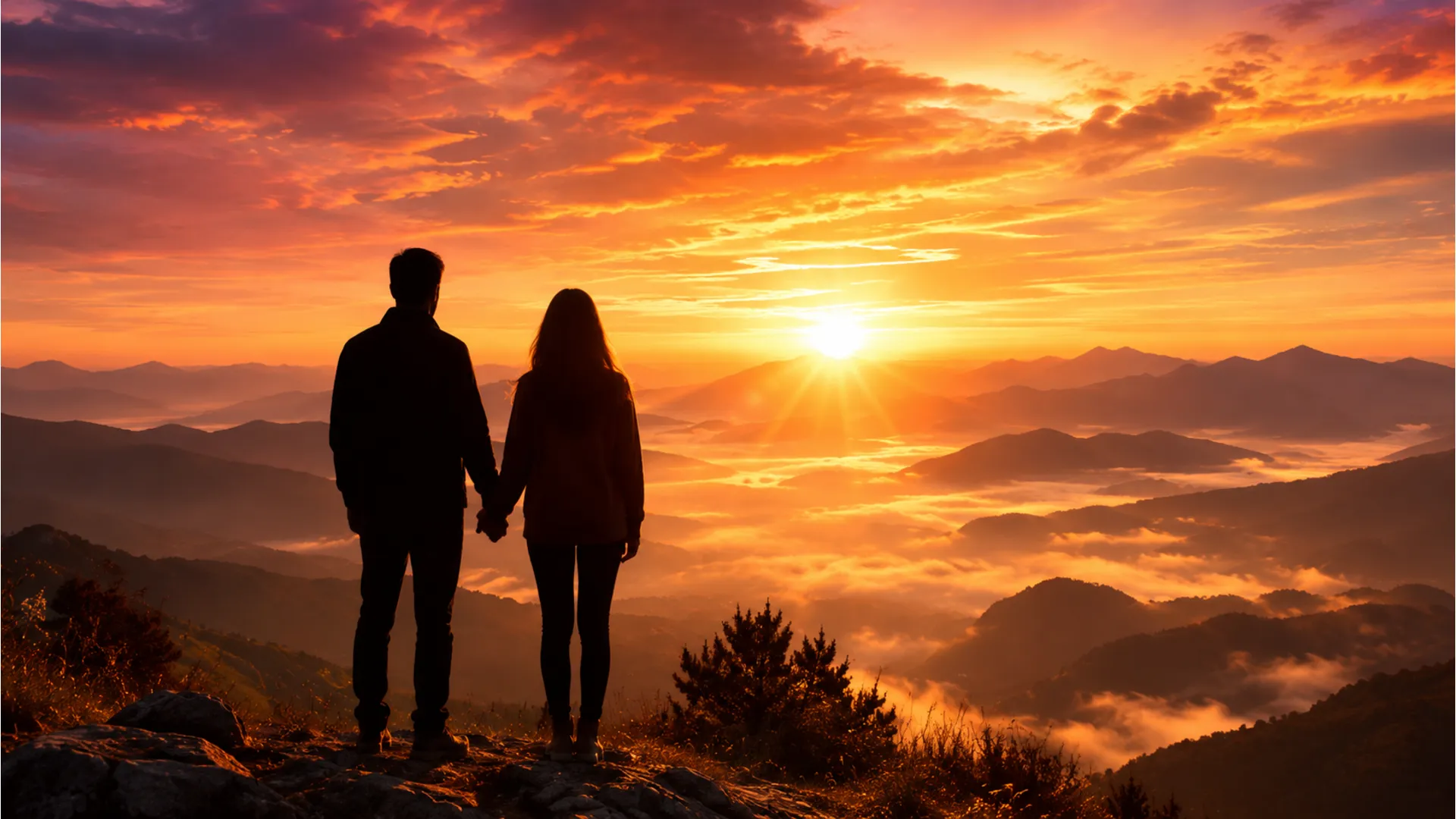 Beautiful sunrise good morning love image with a romantic quote for couples.