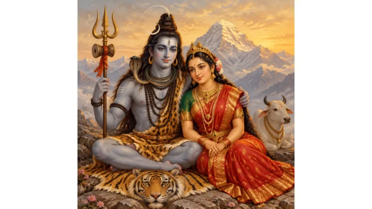 Traditional Indian painting of Lord Shiva and Goddess Parvati for profile picture