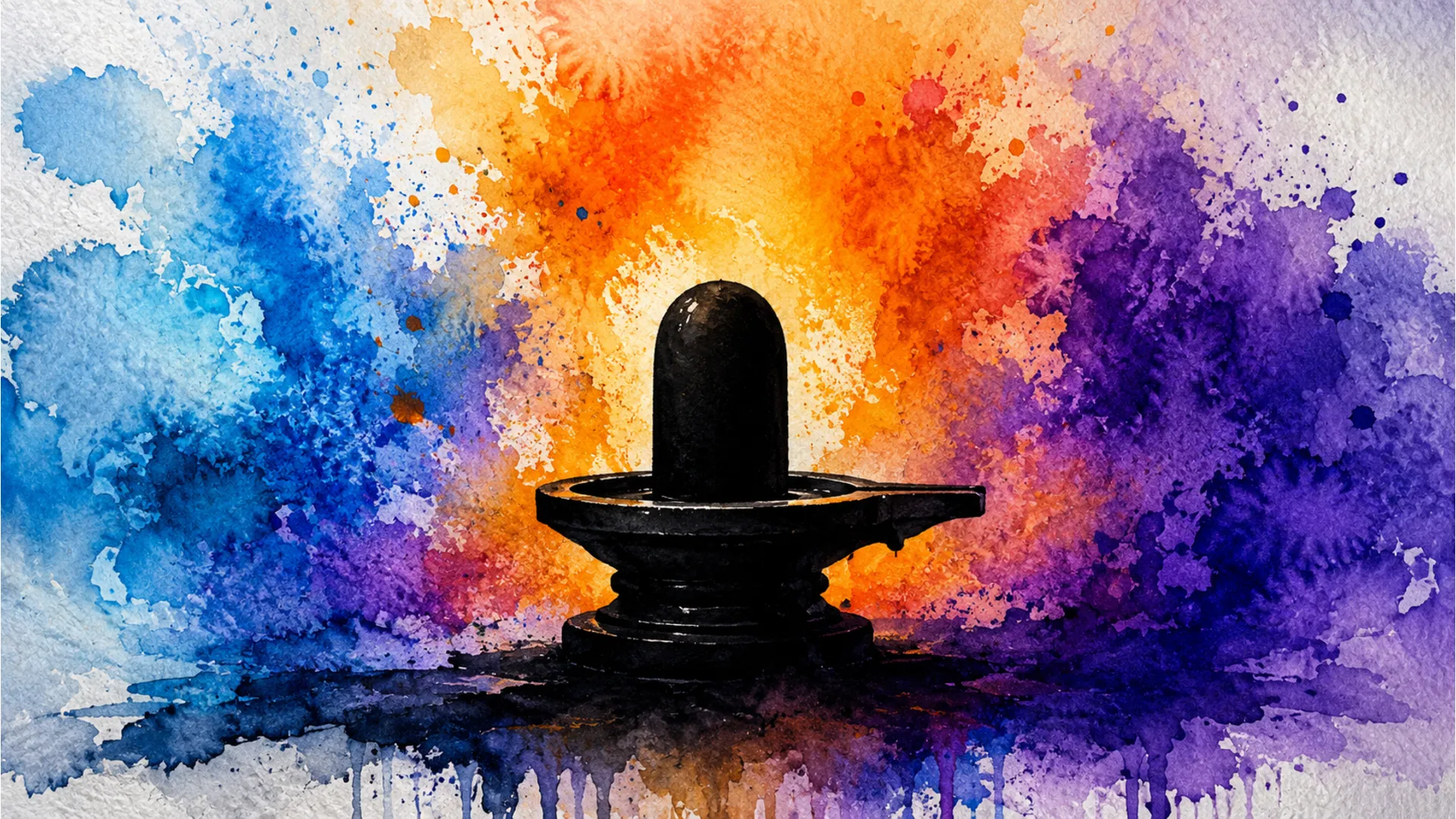 Colorful watercolor painting inspiration using shivling images for drawing.