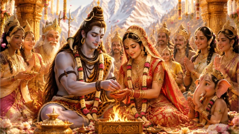 Parvati's pre-wedding rituals chhavi, depicting her family and friends.